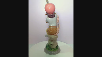 Krishna Lladró Porcelain Figurine Lord Krishna With Garland of Handmade Flowers