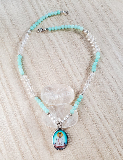 Quan Yin Necklace | Handmade Buddhism Goddess Jewelry | Unique Gift 19.5"