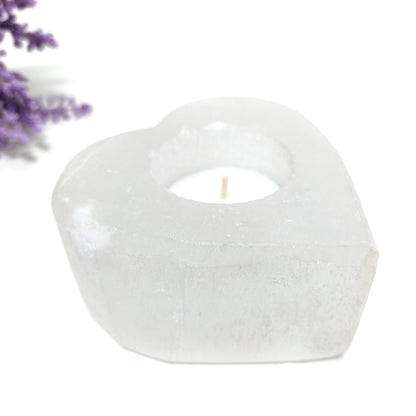 Selenite Heart Gypsum Crystal Tea Light Candle Holder Selenite Home Decor Gift