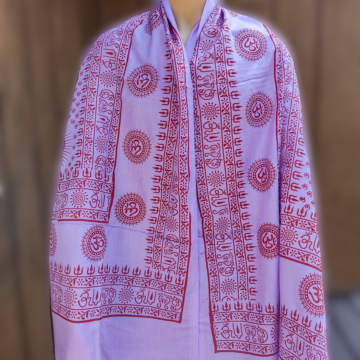Om Purple Meditation Shawl with Amethyst Spiritual Necklace 108 Beads - Yoga Gift