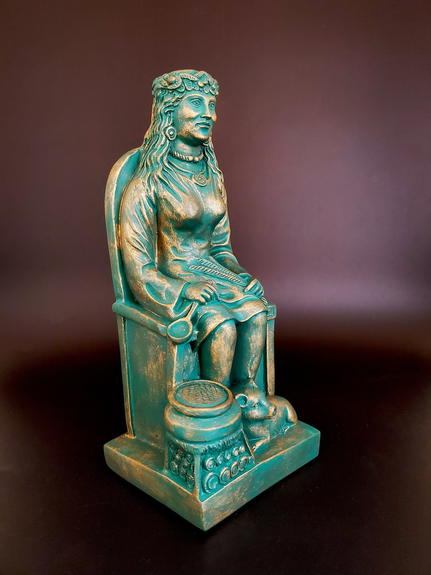 Cerridwen Statue | Celtic Goddess Kerridwin | Handmade Gypsum Stone Statue 8.5"