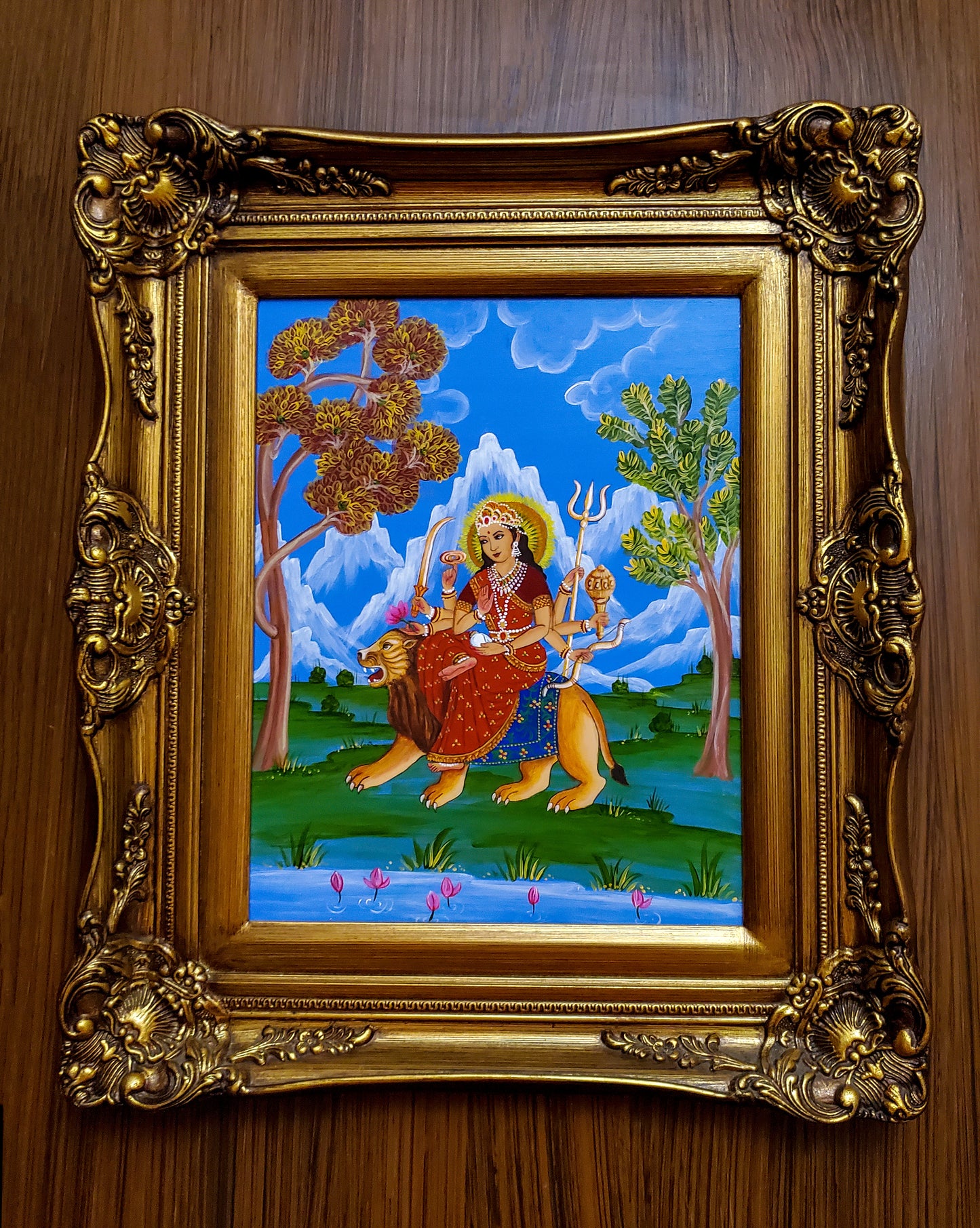 Durga Hand Painting Framed Wall Art 