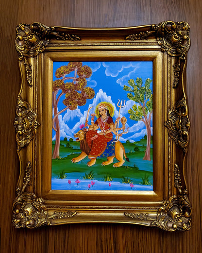 Durga Hand Painting Framed Wall Art 