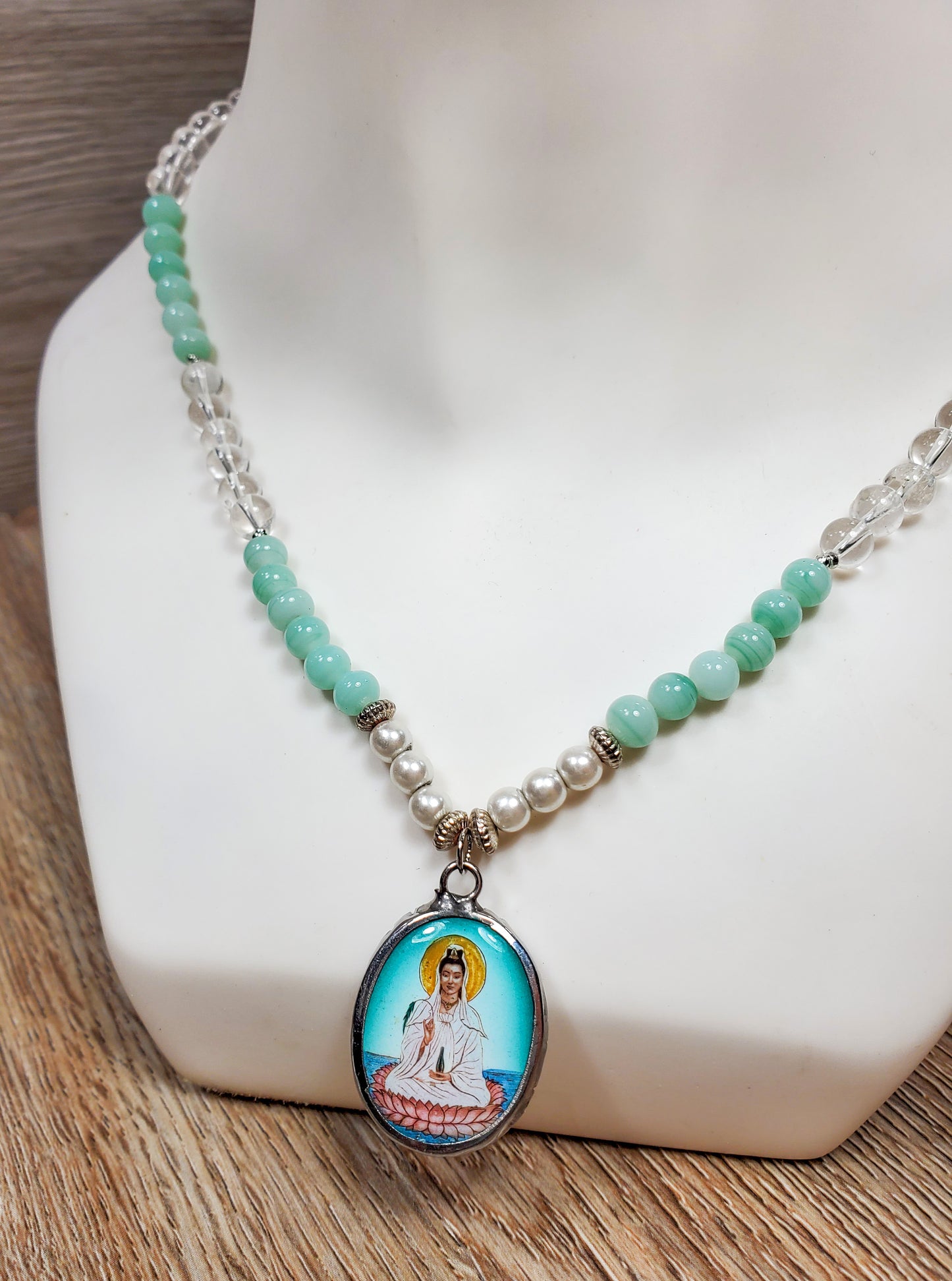 Quan Yin Necklace | Handmade Buddhism Goddess Jewelry | Unique Gift 19.5"