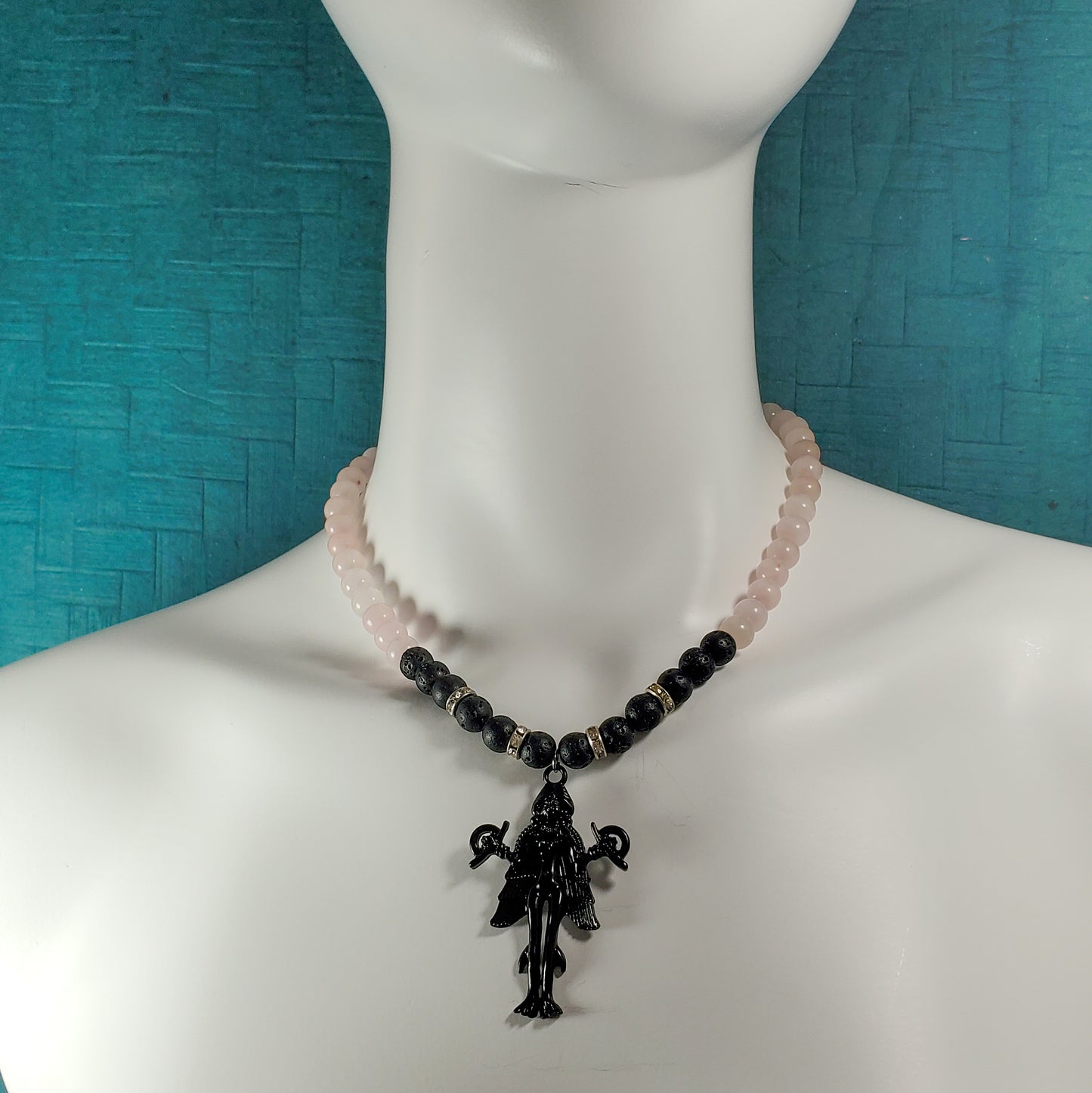 Goddess Lilith Inanna Gemstone Necklace | Rose Quartz Beads | Handmade Jewlery