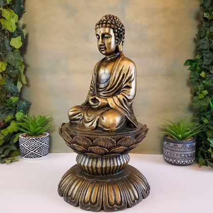 Large Meditation Buddha Statue | Resin Buddha Bronze Color Finish Sculpture 19"