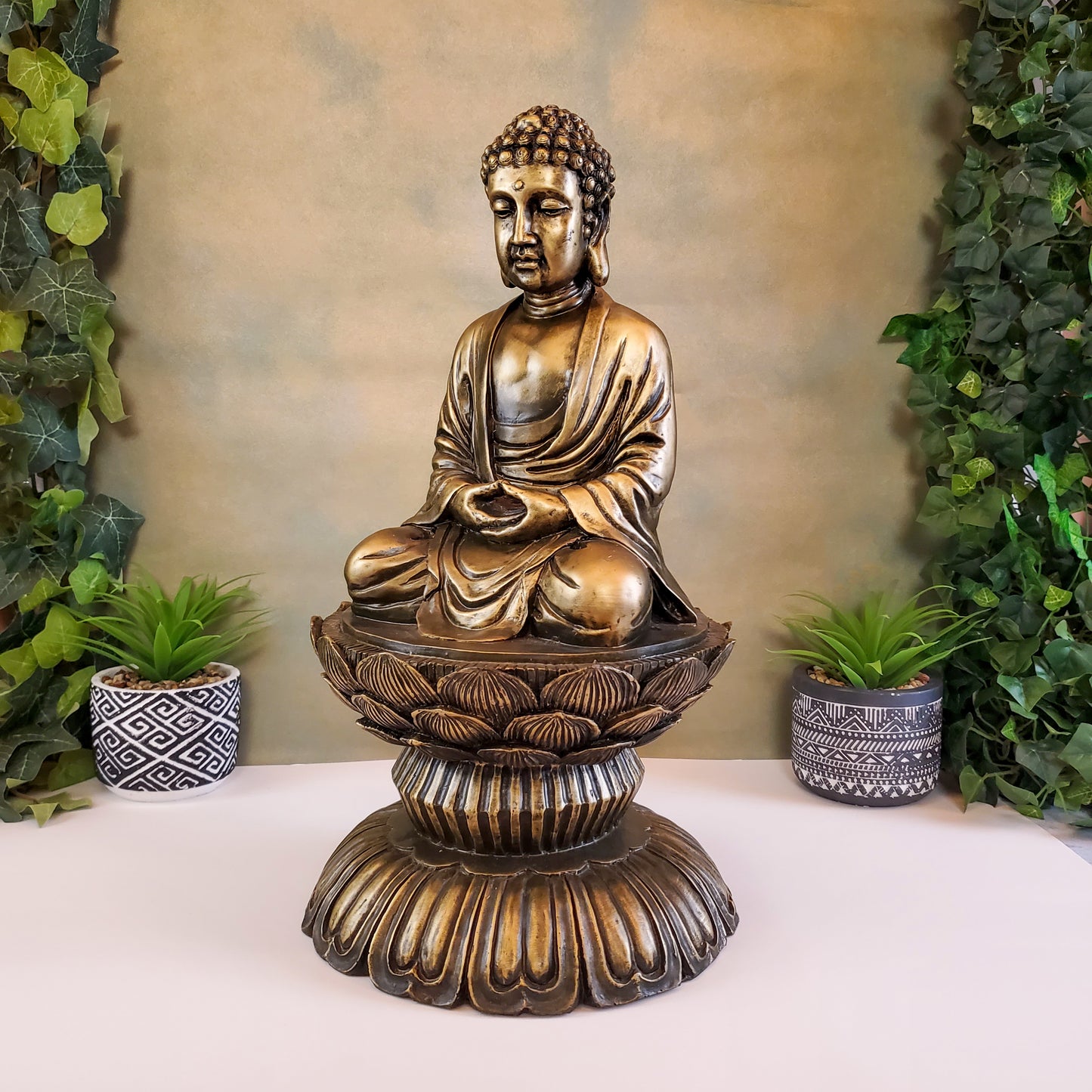 Large Meditation Buddha Statue | Resin Buddha Bronze Color Finish Sculpture 19"