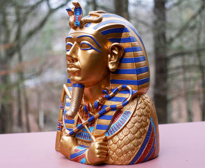 Large King Tutankamun Bust Sculpture Statue | Egyptian Home Decoration Gift 12.25"