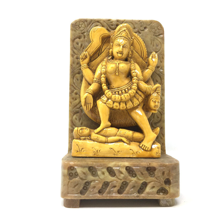 Kalika Kali Mata India Goddess Standing Over Shiva Resin and Soapstone Statue 6"