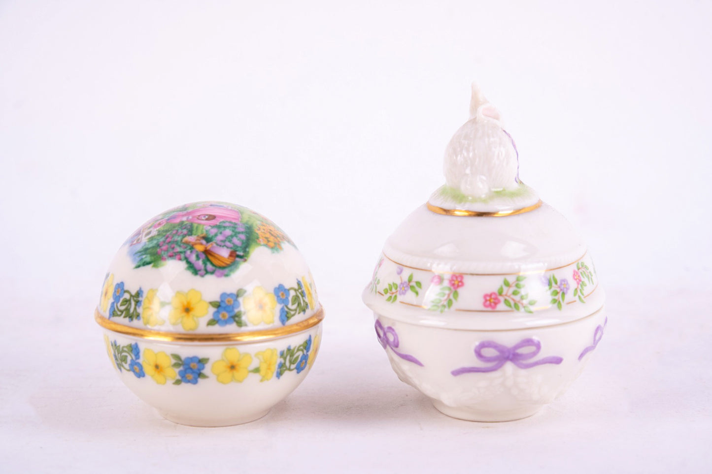 Vintage Lenox Easter Egg Trinket Boxes - Porcelain Pair  Lenox Home Decor Trinkets