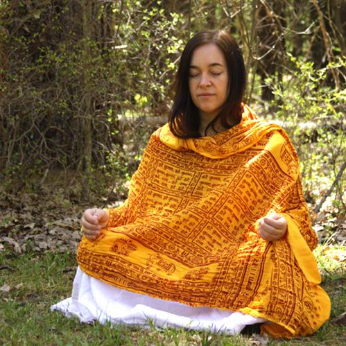 Flame Yellow Large Meditation Yoga Prayer Shawl - Maha Mantra Shawl - Montecinos Ethnic