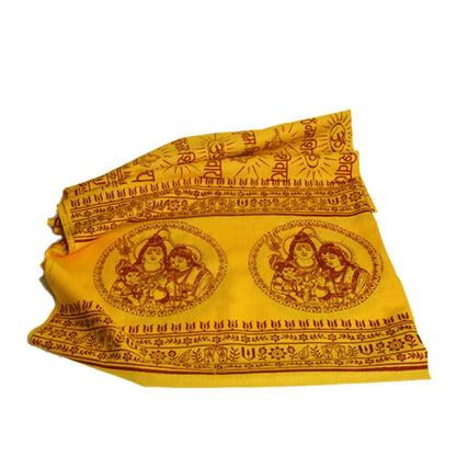 Flame Yellow Large Meditation Yoga Prayer Shawl Shiva Parvati Ganesh Shawl 87”X42” - Montecinos Ethnic