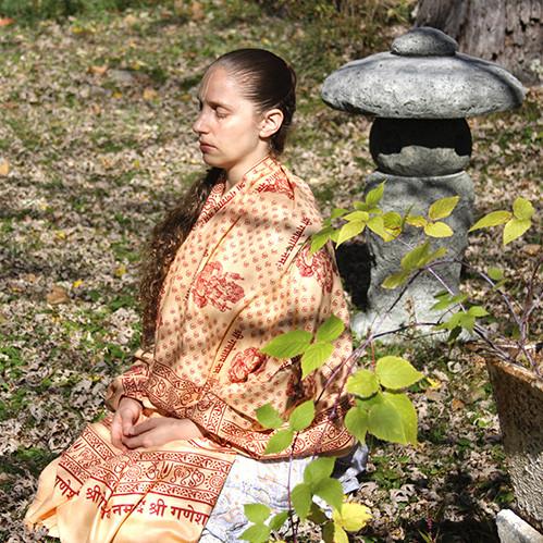 Primerose Peach Large Meditation Yoga Prayer Shawl - Ganesh Ganapati Shawl - Montecinos Ethnic