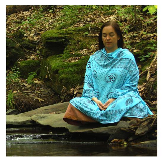 Om Aqua Turquoise Large Meditation Yoga Prayer Shawl - Mantra Om Aum Shawl - Montecinos Ethnic