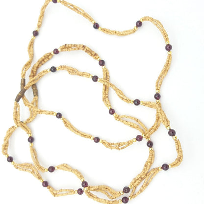 Tulsi Tulasi necklace 100% Pure Tulsi with Semi Precious Stones- Garnet - Montecinos Ethnic