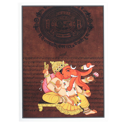 Ganesh Ganapti Greeting Card - Rajasthani Miniature Painting Hinduism God - 5"x7"