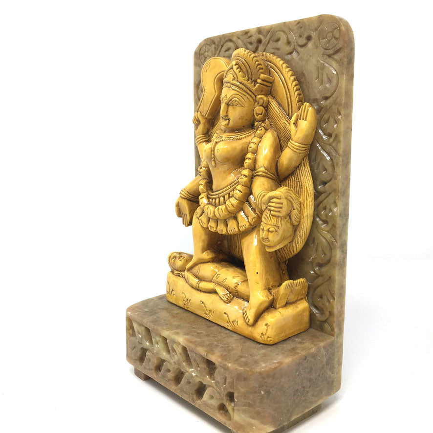 Kalika Kali Mata India Goddess Standing Over Shiva Resin and Soapstone Statue 6"