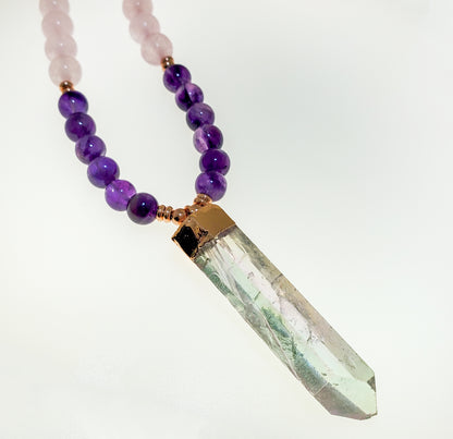 Crystal Gemstone Unique Pendant Necklace | Handmade Custom Jewelry 17.5"