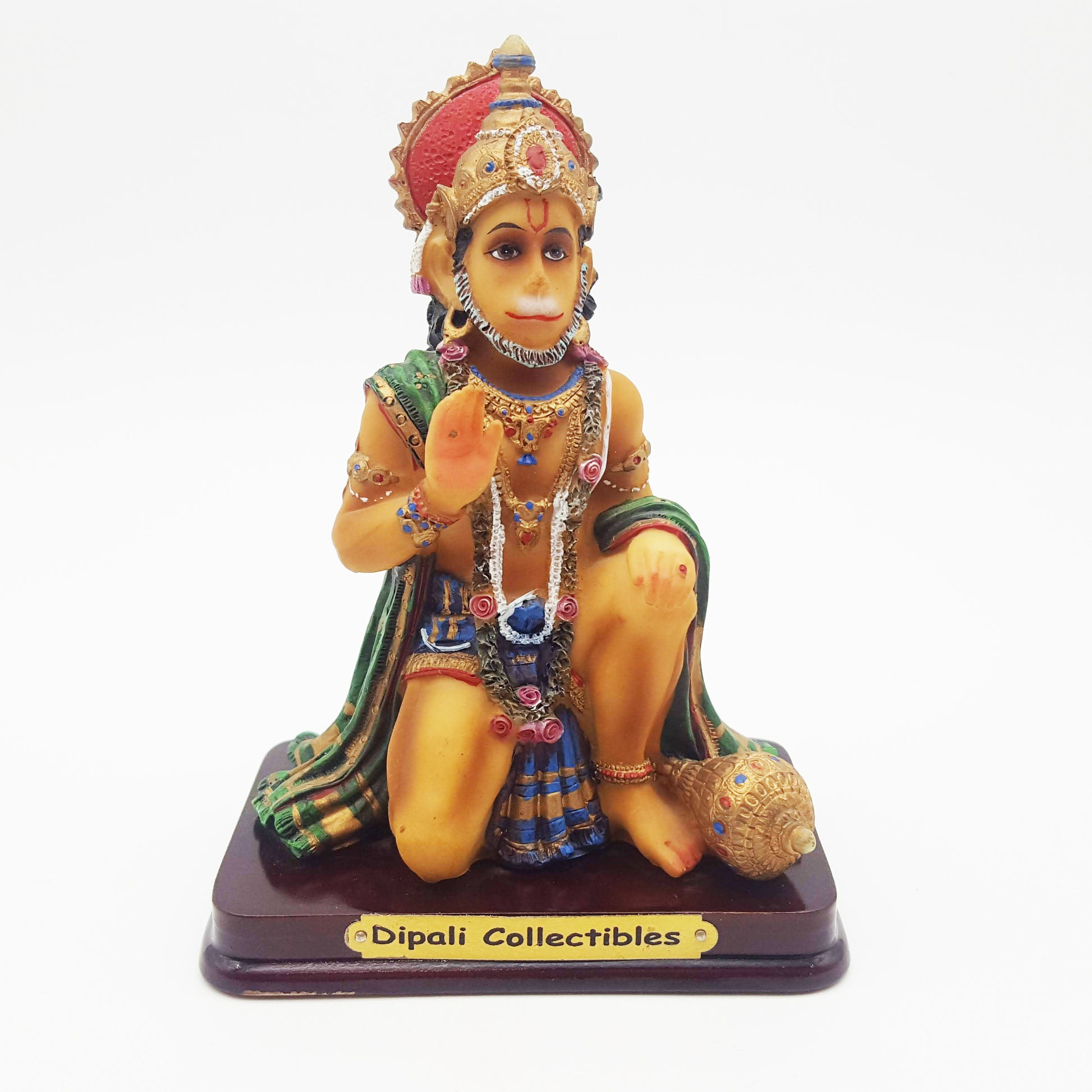 India Monkey God Lord Hanuman Statue Figurine Painted Marble-powder 5.5" - Montecinos Ethnic