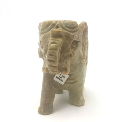 Soapstone Decorative Solid Elephant Statue Trunk Up-Fine Detail -Handcrafted 3"