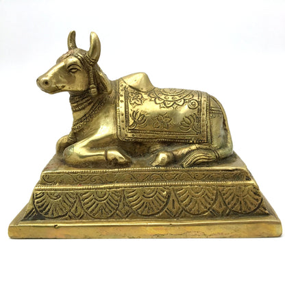 Brass Nandi Bull Statue Vahana of India God Shiva Statue Figure Handcrafted - Montecinos Ethnic