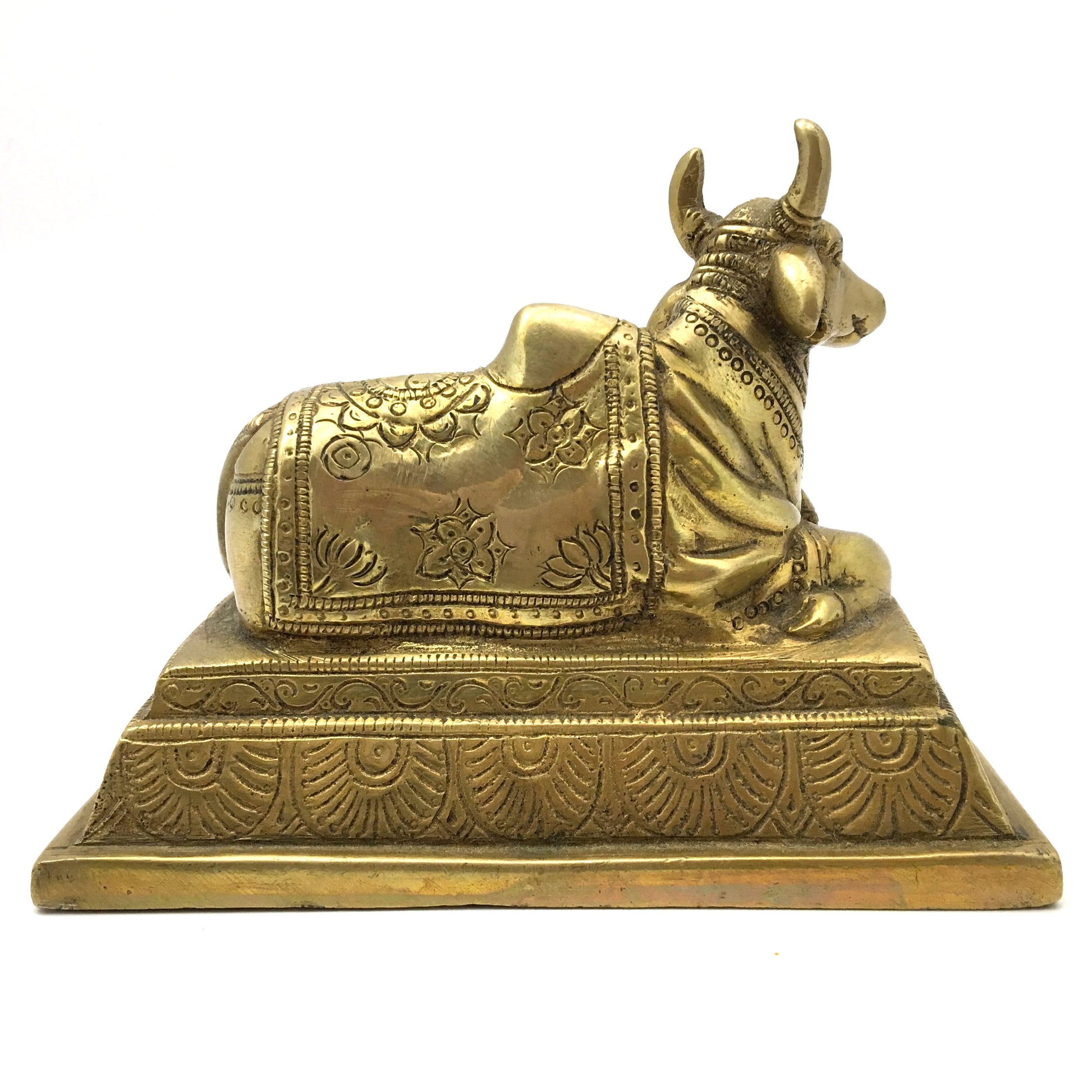 Brass Nandi Bull Statue Vahana of India God Shiva Statue Figure Handcrafted - Montecinos Ethnic
