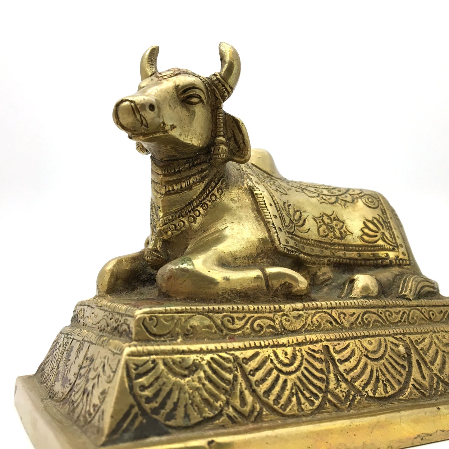 Brass Nandi Bull Statue Vahana of India God Shiva Statue Figure Handcrafted - Montecinos Ethnic