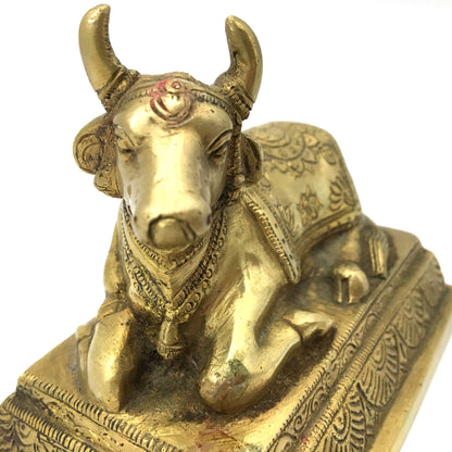 Brass Nandi Bull Statue Vahana of India God Shiva Statue Figure Handcrafted - Montecinos Ethnic