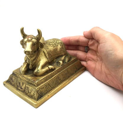 Brass Nandi Bull Statue Vahana of India God Shiva Statue Figure Handcrafted - Montecinos Ethnic