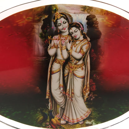 Acrylic Framed Sri Sri Radha-Krishna India Divine Couple Gods in A Lovely Pastim