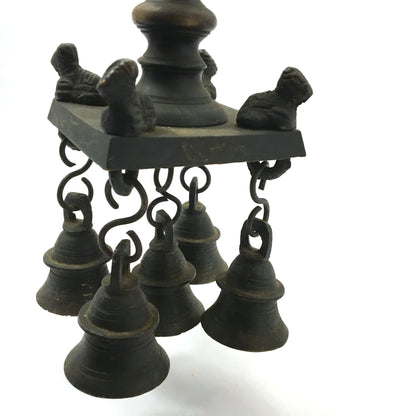 Vintage Brass 5-Hanging Bells Decor for Home and Temple - Worship Decorative