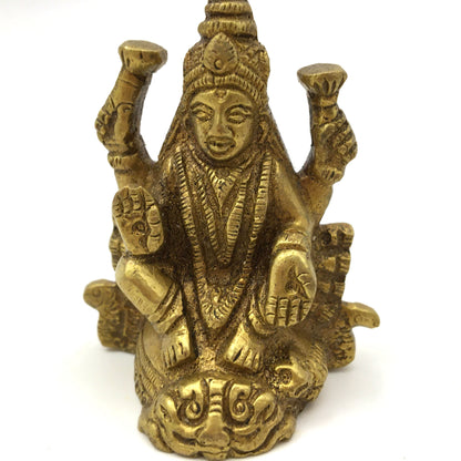 Mini Brass Mata Lakshmi Murti India Statue India Goddess Of Wealth 2.25"