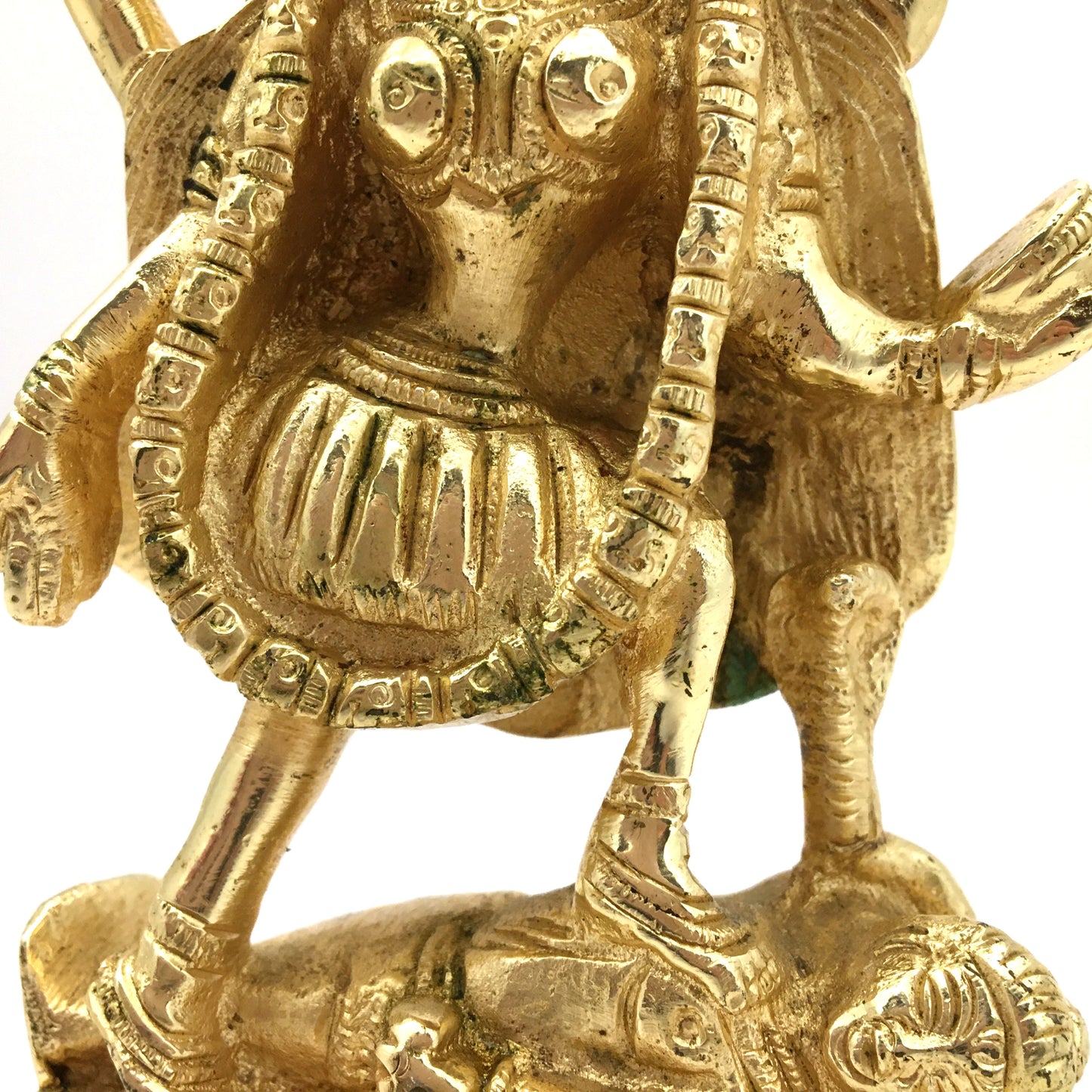 Gold-Plated India Goddess Kali Mata Divine Mother Statue Idol 5.75” -Handcrafted