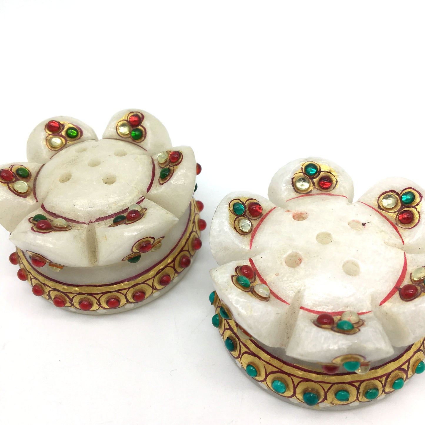 2-Handcrafted India Marble Flower Shaped Decorative Stick Incense Burners