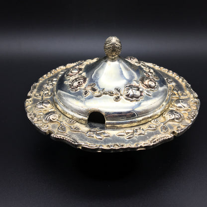 Vintage Silver Plated Flower Ornate Centerpiece Bowl Candy Dish Sugar Bowl
