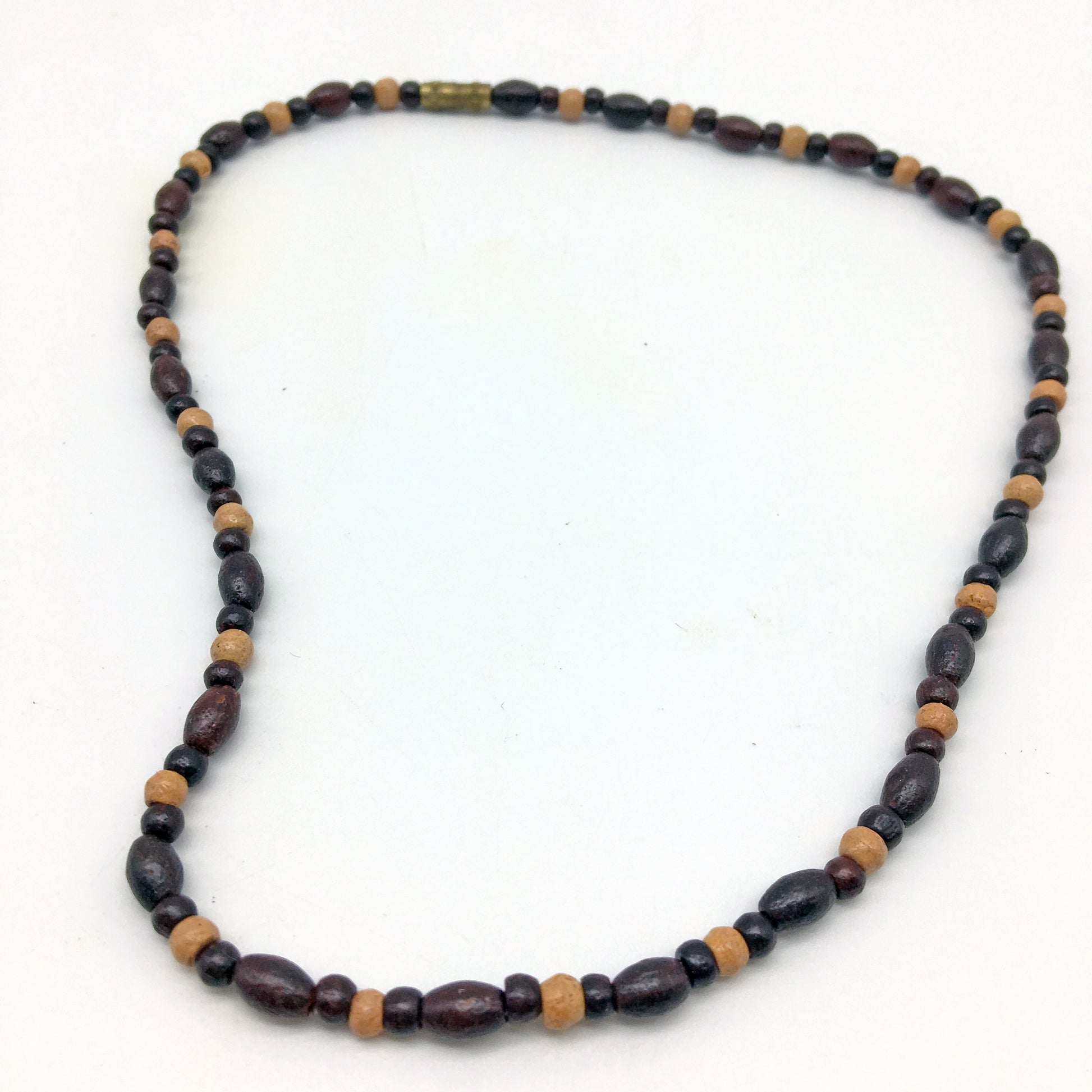 Rosewood and Sandalwood Beads Decorative Necklace 7" Long - New Unused - Montecinos Ethnic