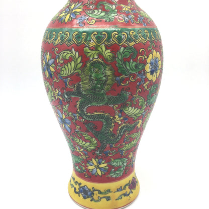 Oriental Ceramic Hand-painted Colorful Flowers and Nature Decorative Vase 10.25"