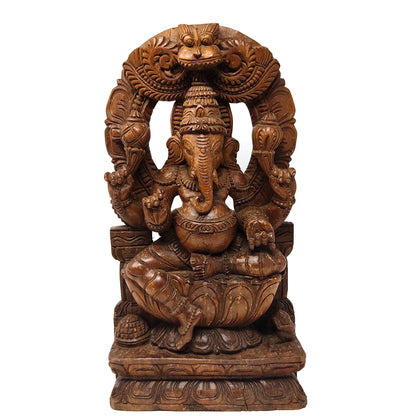 Vintage Ganesh Wood Carving Wall Hanging -  Hindu Elephant God Wall Decor  18"