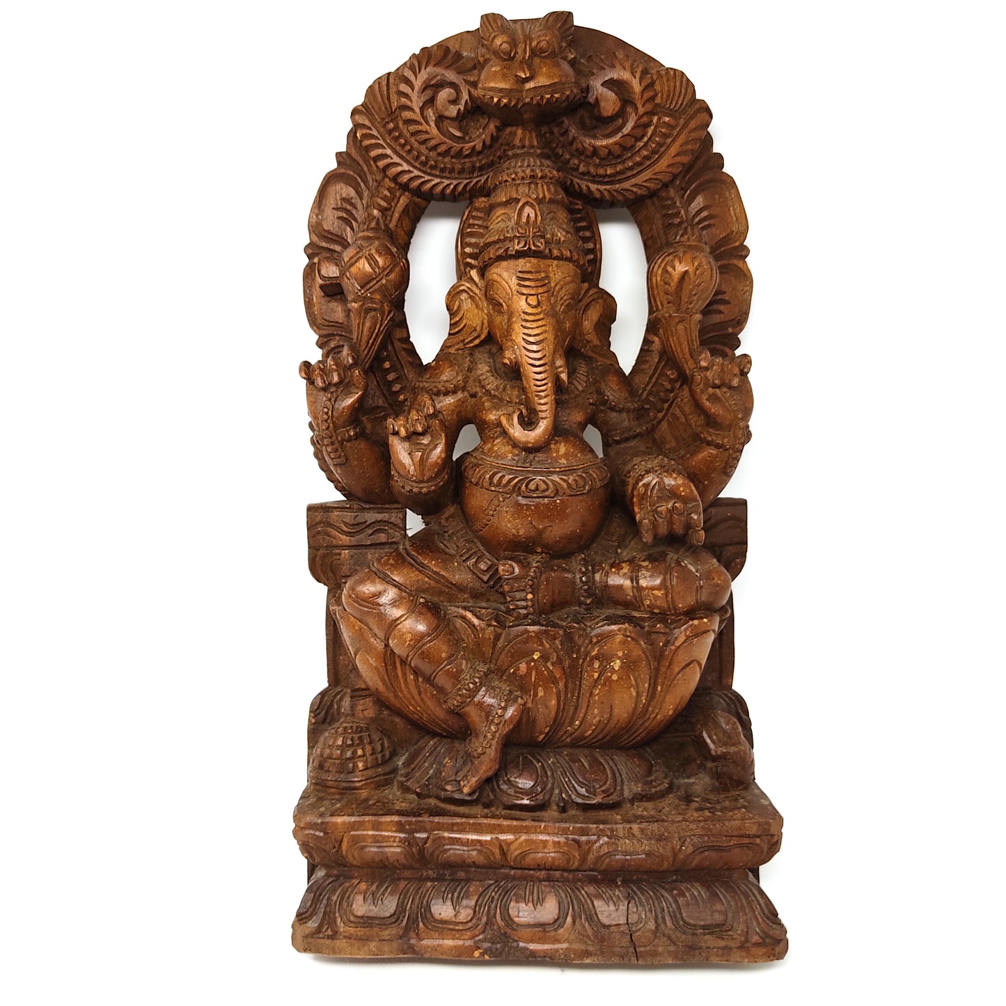 Vintage Ganesh Wood Carving Wall Hanging -  Hindu Elephant God Wall Decor  18"