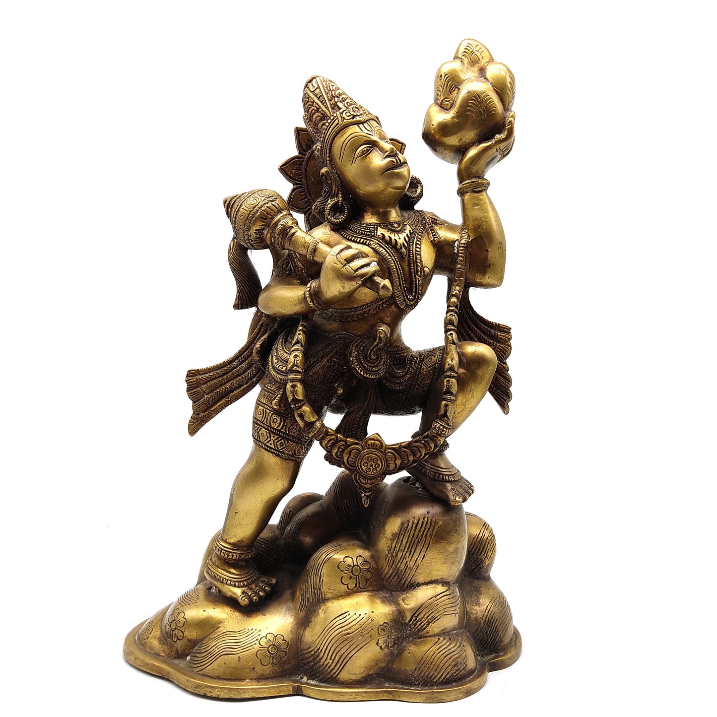 Brass India Lord Hanuman Hanumanji Monkey God Murthi Statue Handcrafted 12.5"