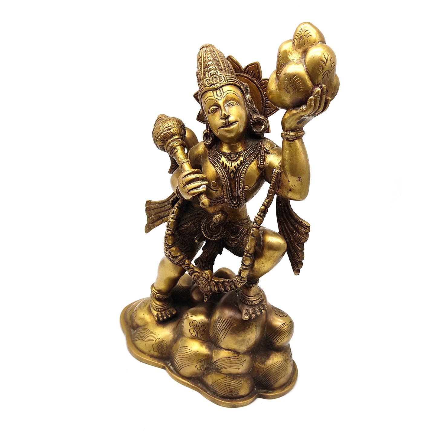 Brass India Lord Hanuman Hanumanji Monkey God Murthi Statue Handcrafted 12.5"