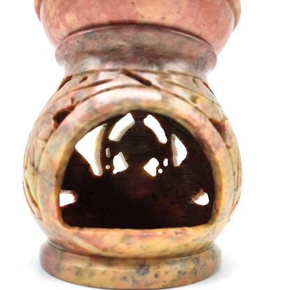 Soapstone Oil Diffuser Oil Warmer Burner Candle Holder Hand-carved India 4.25"