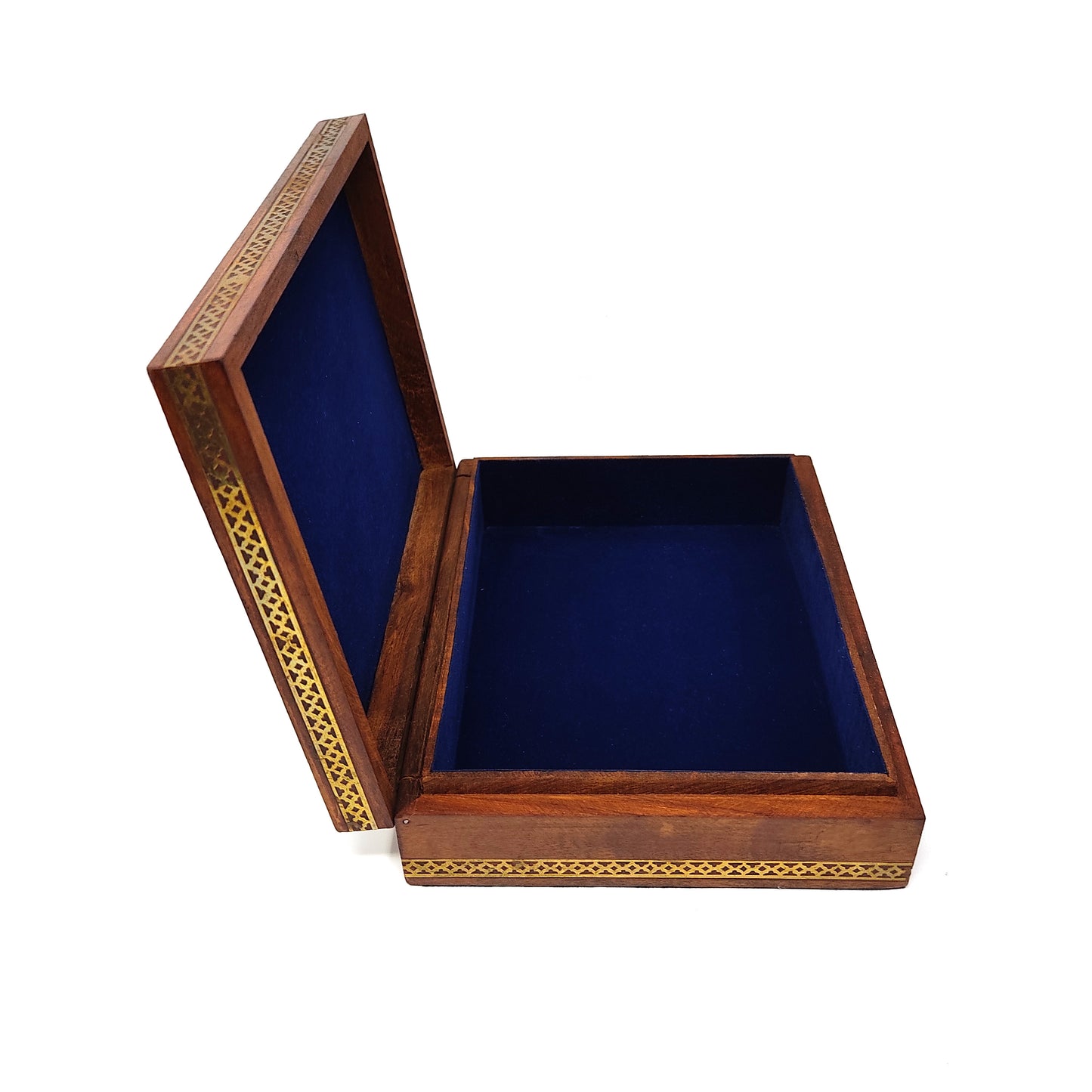Rajasthan Jewelry Box Radha Krishna Gemstone Hand-painted Wood Trinket 8.25"