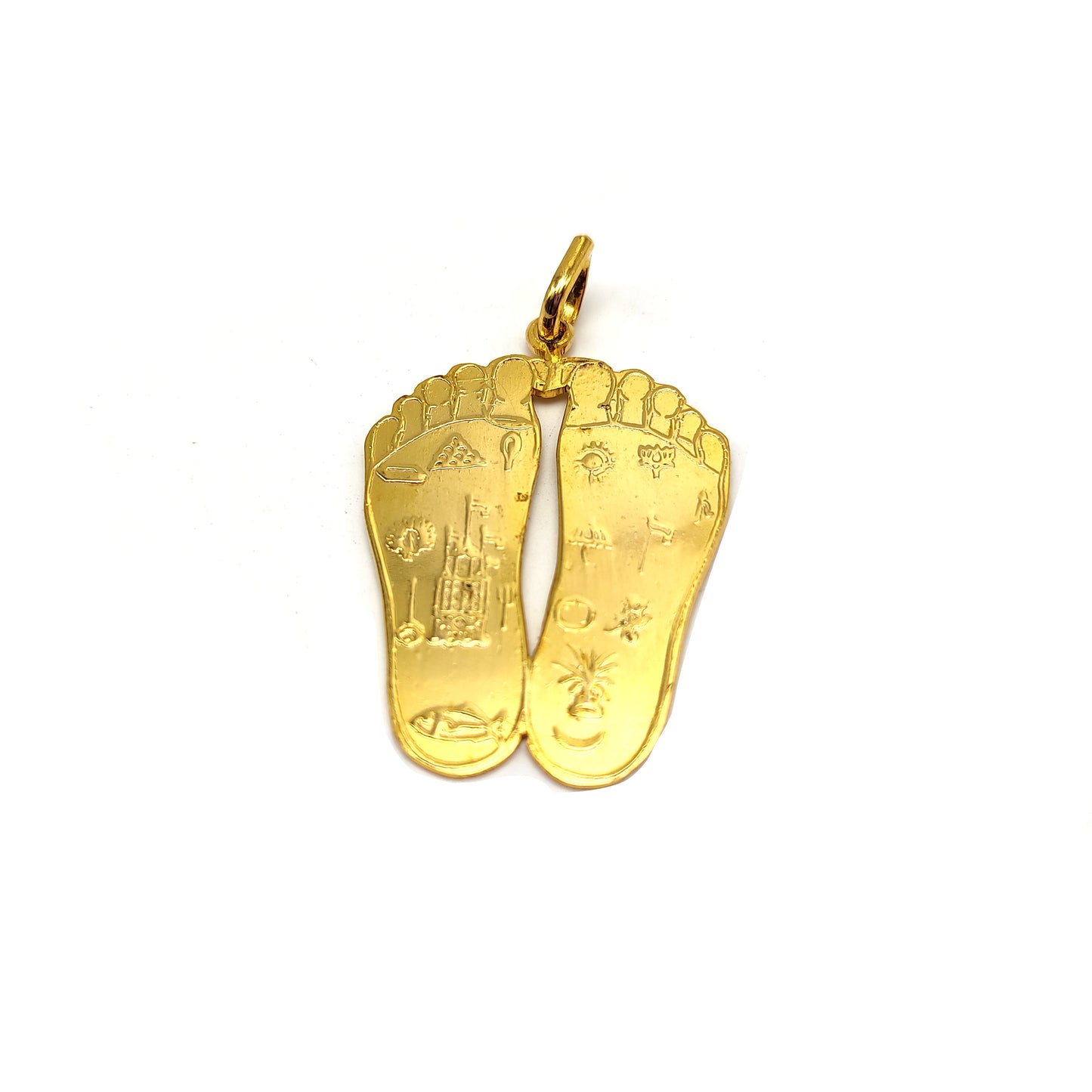 Srimate Radharani Lotus Feet Gold-tone Pendant Handmade India 1.25" Long