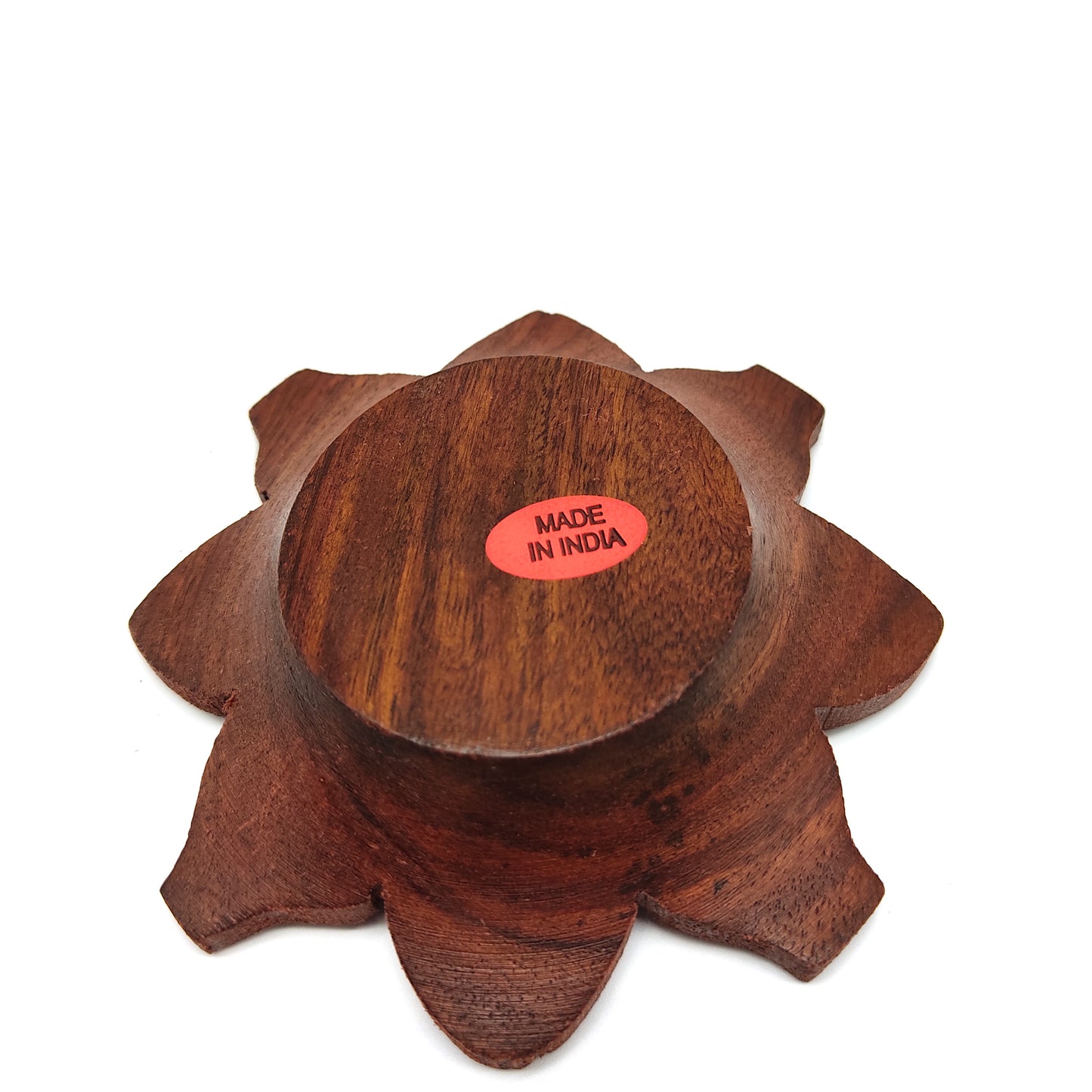 Natural Wooden Lotus Plate Handcrafted Incense Holder Stick and Cone Incense 4"