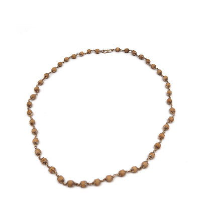 18" Tulsi Tulasi Beaded Necklace | Sterling Silver | Krishna Kanthi Mala Handmade - Montecinos Ethnic