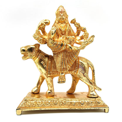 India Goddess Mother Mata Durga Handcrafted Gold-Plated Idol Durga Statue 5.5" - Montecinos Ethnic