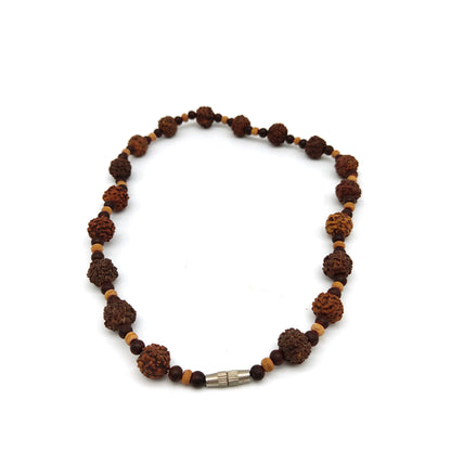 Lovely Necklace Rudraksha Tulsi Rosewood Natural Beads Auspicious Necklace 7.5"