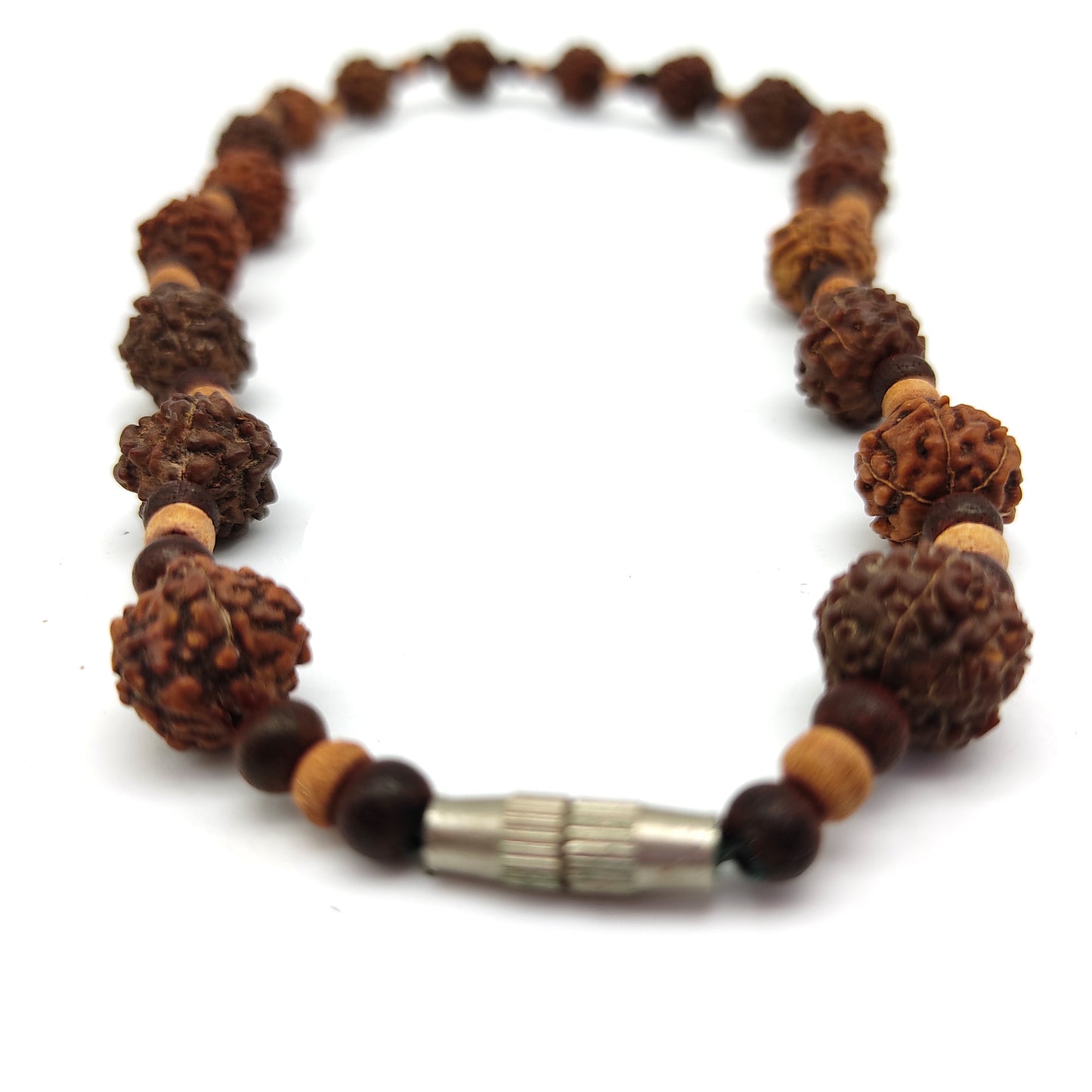 Lovely Necklace Rudraksha Tulsi Rosewood Natural Beads Auspicious Necklace 7.5"