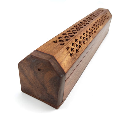 Handcrafted India Incense Burner Wooden Box E/Storage Decorative Jali Cover 12"